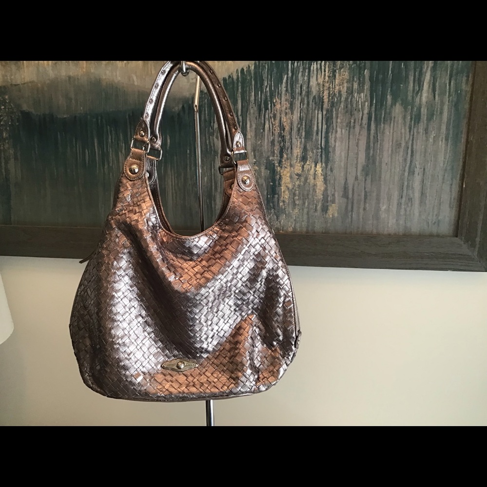 Elliott Lucca Metallic Woven Hobo Handbag
